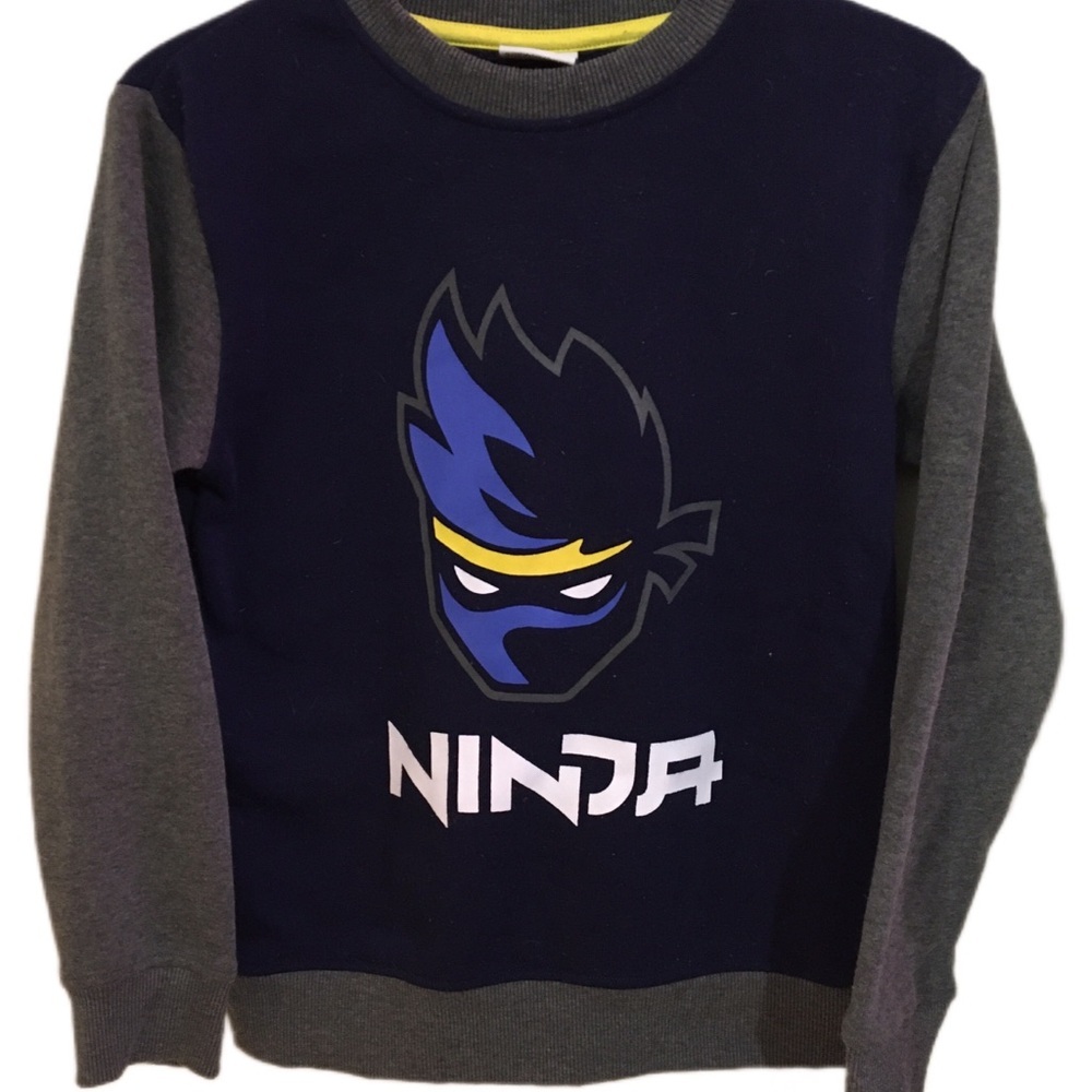 Ninja Men's Blue and Gray Sweater